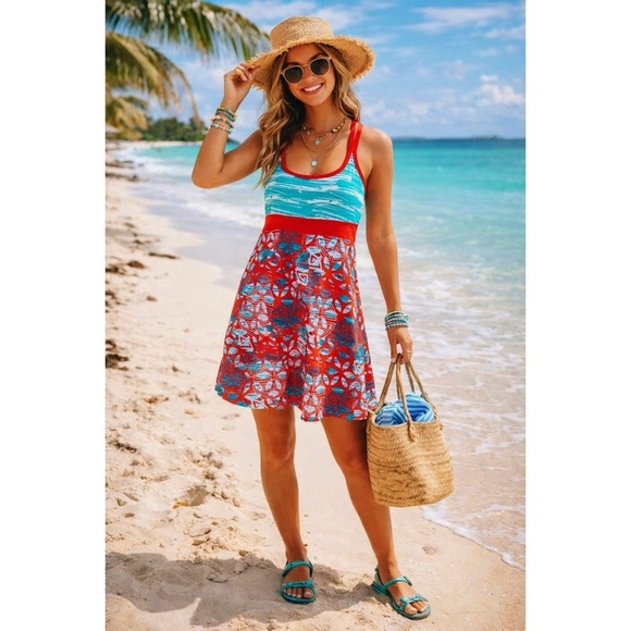 Soybu Dresses & Skirts - SOYBU Tahiti Tropical Print Athletic Dress